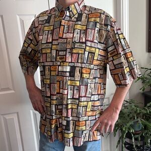 Vintage Columbia Button-Up Short-Sleeve Fishing Lure Shirt